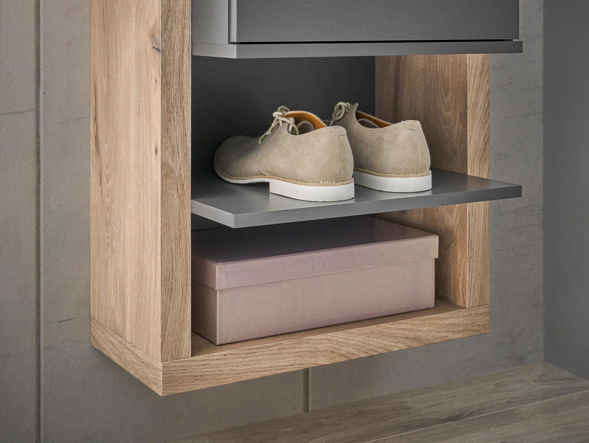 PREDSOBLJE  antracit, boje hrasta  - boje hrasta/antracit, Basics, staklo/drvni materijal (51/178/35cm) - Carryhome