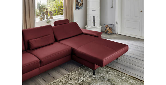 ECKSOFA  in Echtleder Rot  334/176 cm  - Rot/Schwarz, Design, Leder/Metall (334/176cm) - Dieter Knoll
