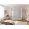 SCHWEBETÜRENSCHRANK 162/223/68 cm 2-türig Grau, Weiß  - Chromfarben/Weiß, KONVENTIONELL, Glas/Holzwerkstoff (162/223/68cm) - Novel
