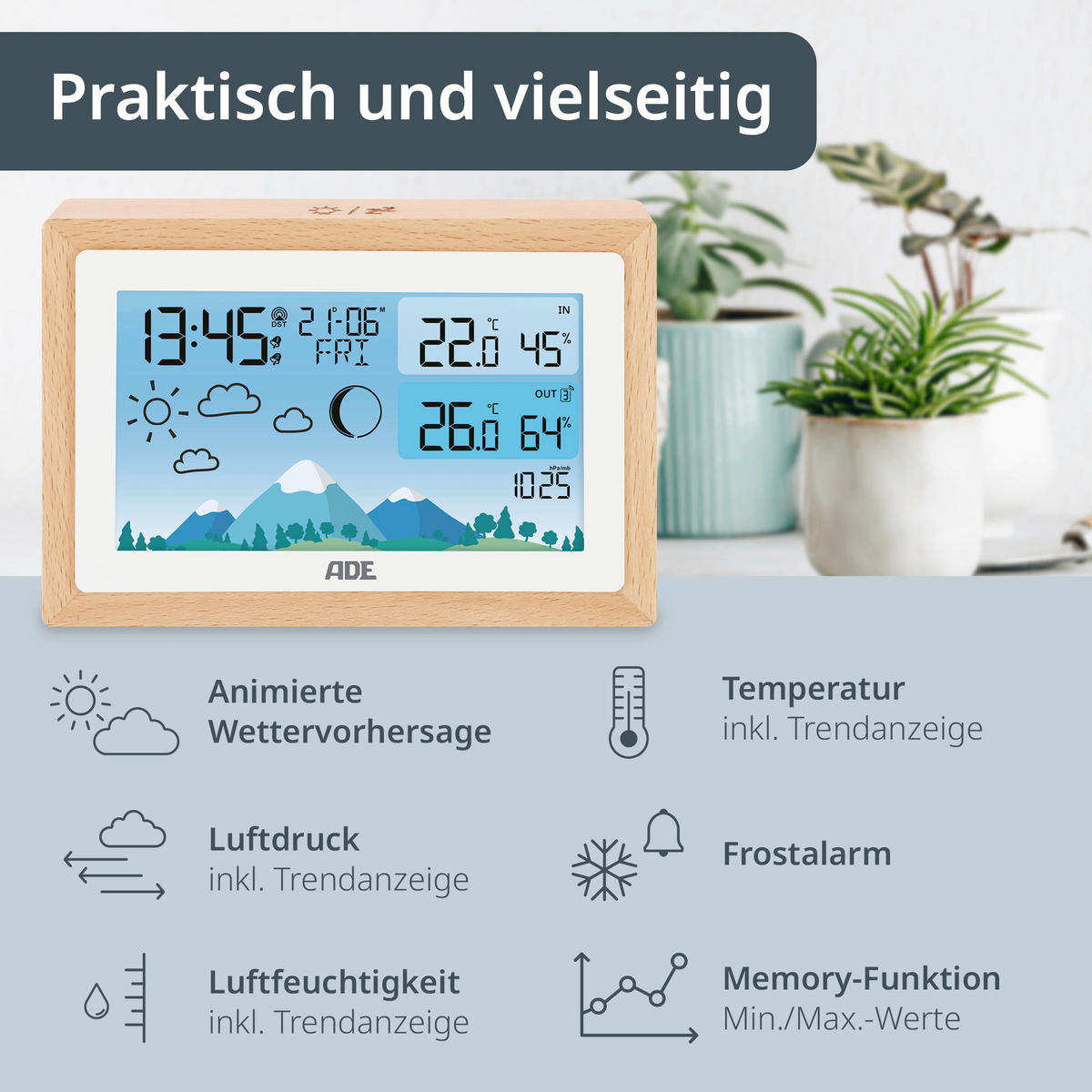 FUNKWETTERSTATION Naturfarben  - Naturfarben, Basics, Holzwerkstoff (14,7/9,8/2,6cm)