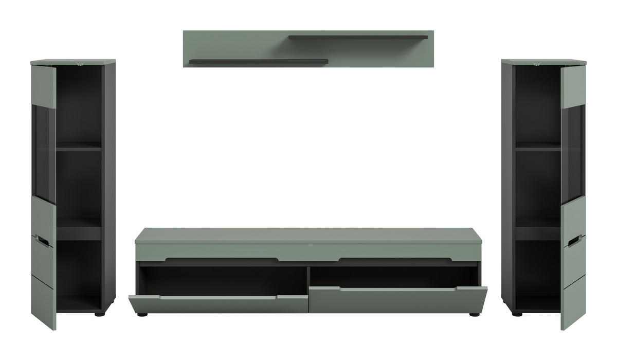 OBÝVACÍ STĚNA  - černá, Design, kompozitní dřevo/plast (272/141/33cm) - Livetastic