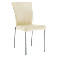 STUHL  in Edelstahl Lederlook Metall, Textil  - Edelstahlfarben/Creme, Design, Textil/Metall (43/92/58cm) - Novel