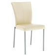 STUHL  in Edelstahl Lederlook Metall, Textil  - Edelstahlfarben/Creme, Design, Textil/Metall (43/92/58cm) - Novel
