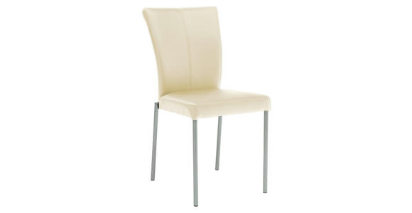 STUHL in Edelstahl Lederlook Metall, Textil - Edelstahlfarben/Creme, Design, Textil/Metall (43/92/58cm) - Novel