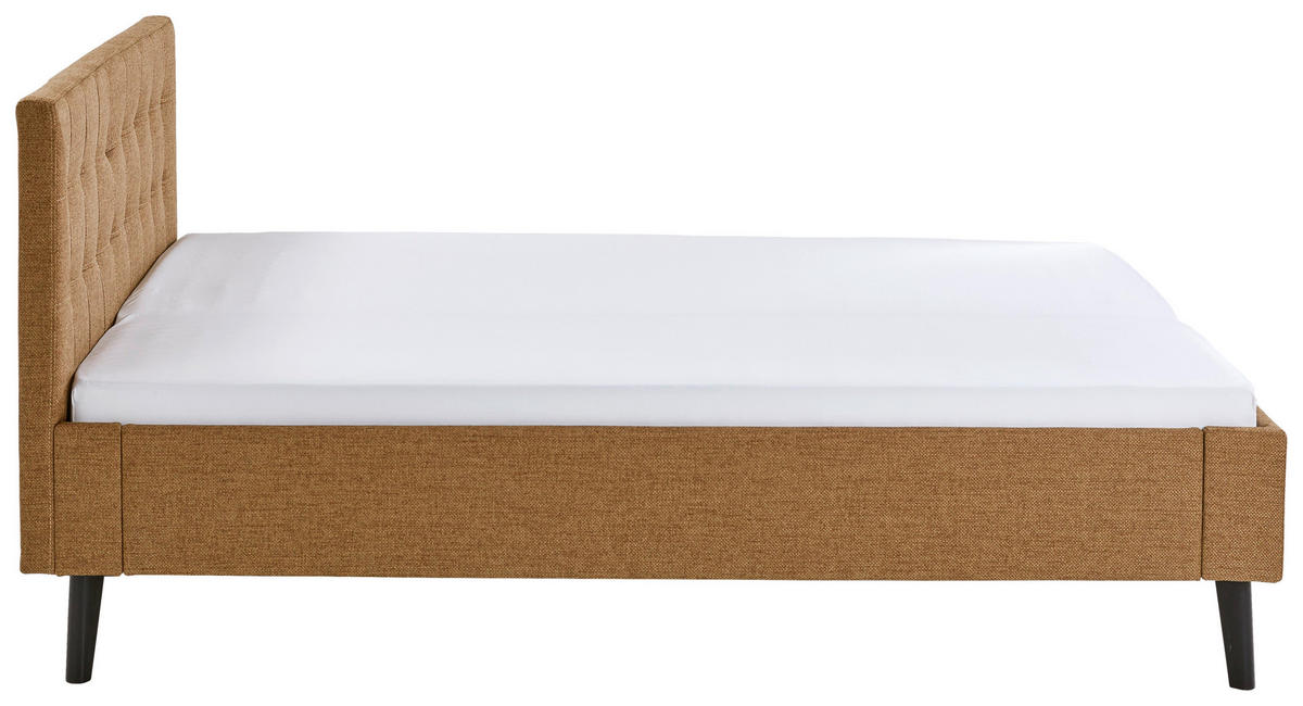 POLSTERBETT Bernsteinfarben 140/200 cm  - Bernsteinfarben/Schwarz, Basics, Holz/Textil (140/200cm) - Boxxx