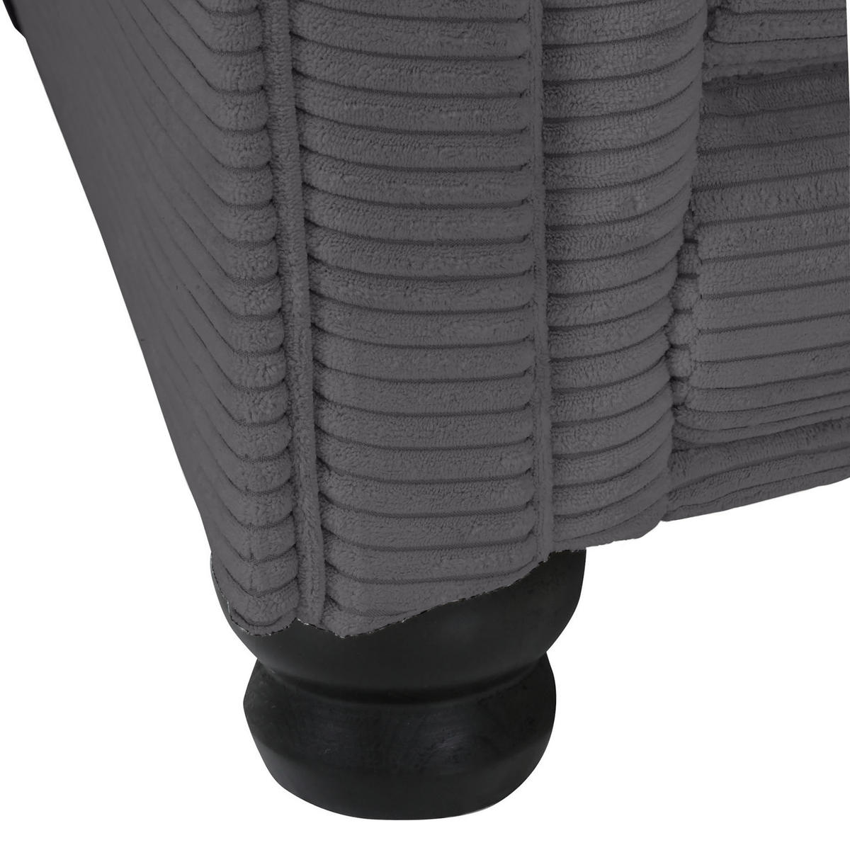 MEGASOFA Cord Dunkelgrau  - Dunkelgrau/Schwarz, ROMANTIK / LANDHAUS, Holz/Textil (276/81/140cm) - Landscape