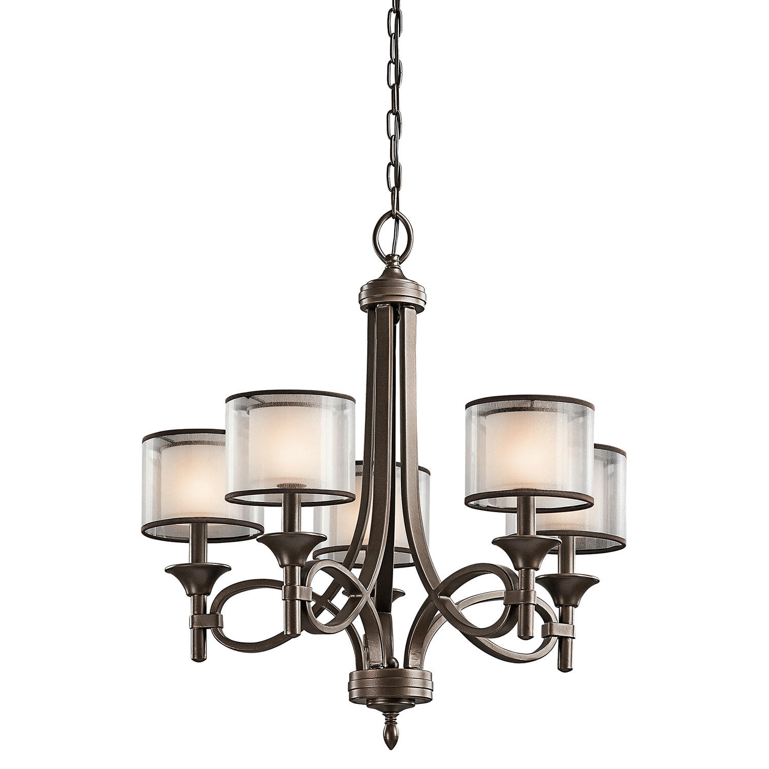 KRONLEUCHTER Lacey 63.5/75.6 cm   - Bronzefarben, Design, Glas/Textil (63.5/75.6cm) - Elstead Lighting