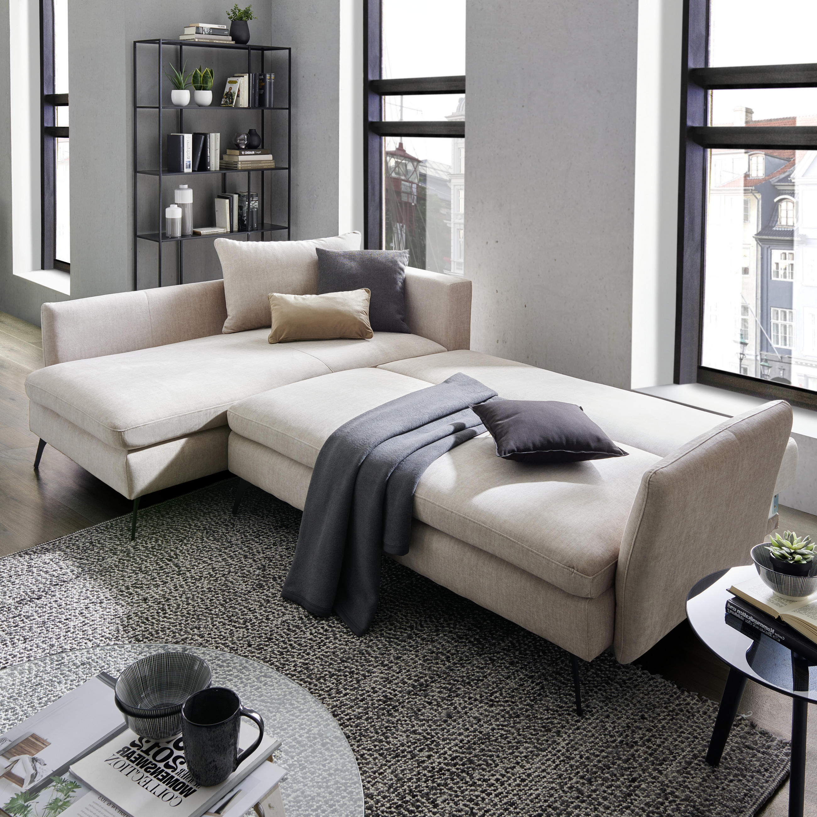 Thumbnail - Stylife Ecksofa, Schwarz, Textil, 4-Sitzer, Füllung: Schaumstoff, Ottomane links, L-Form, 280x182 cm, Stoffauswahl, seit...