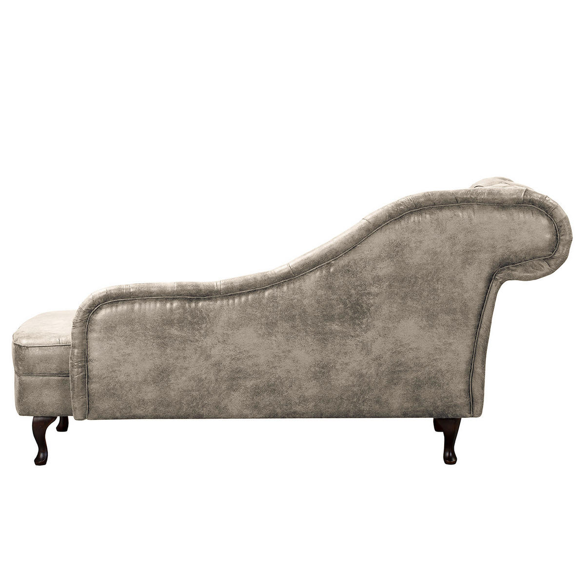 RÉCAMIERE Lederlook Hellgrau  - Hellgrau/Braun, Design, Holz/Textil (185/93/75cm) - Livetastic