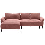 ECKSOFA in Chenille Altrosa  164/255 cm  - Schwarz/Altrosa, KONVENTIONELL, Textil/Metall (164/255cm) - Carryhome