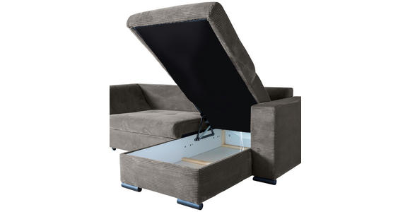ECKSOFA in Cord Mokka  - Schwarz/Mokka, KONVENTIONELL, Textil/Metall (258/168cm) - Carryhome