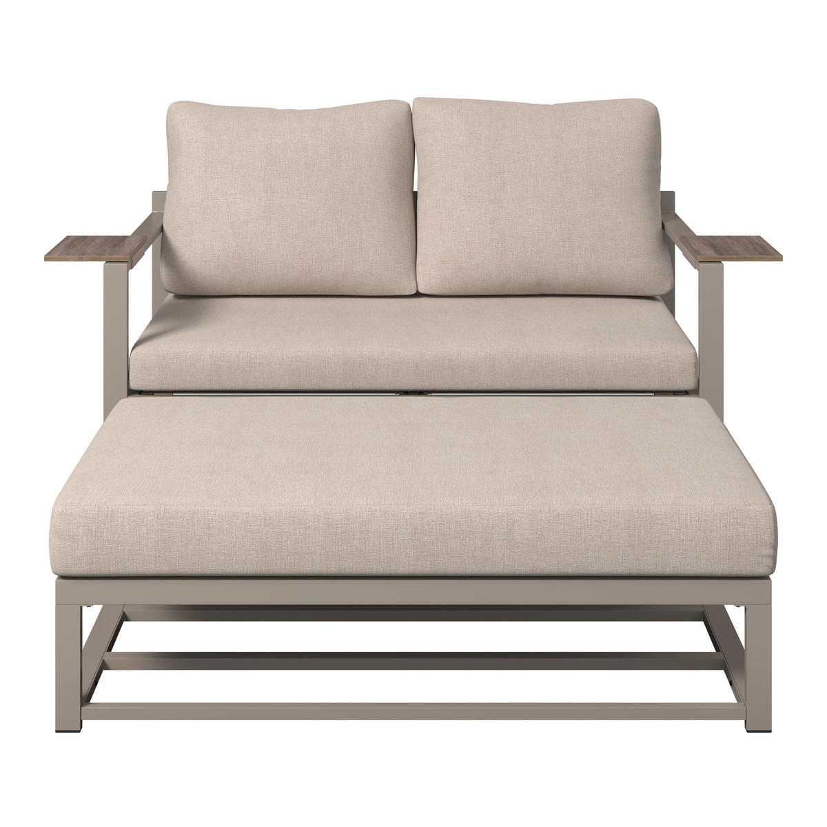 LOUNGEGARNITUR Stahl  - Dunkelgrau/Beige, MODERN, Kunststoff/Textil (155/65/74cm) - Ambia Garden