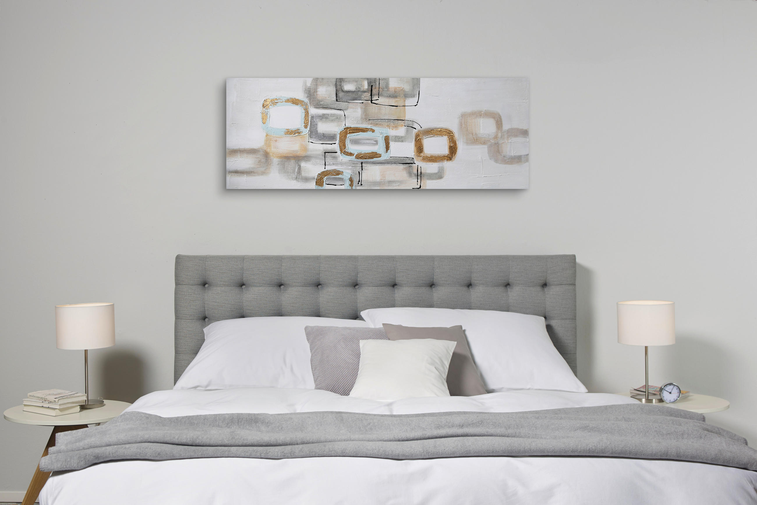 OLJNA SLIKA  55/150 cm   - modra/rumena, Trend, tekstil/les (55/150cm) - Monee