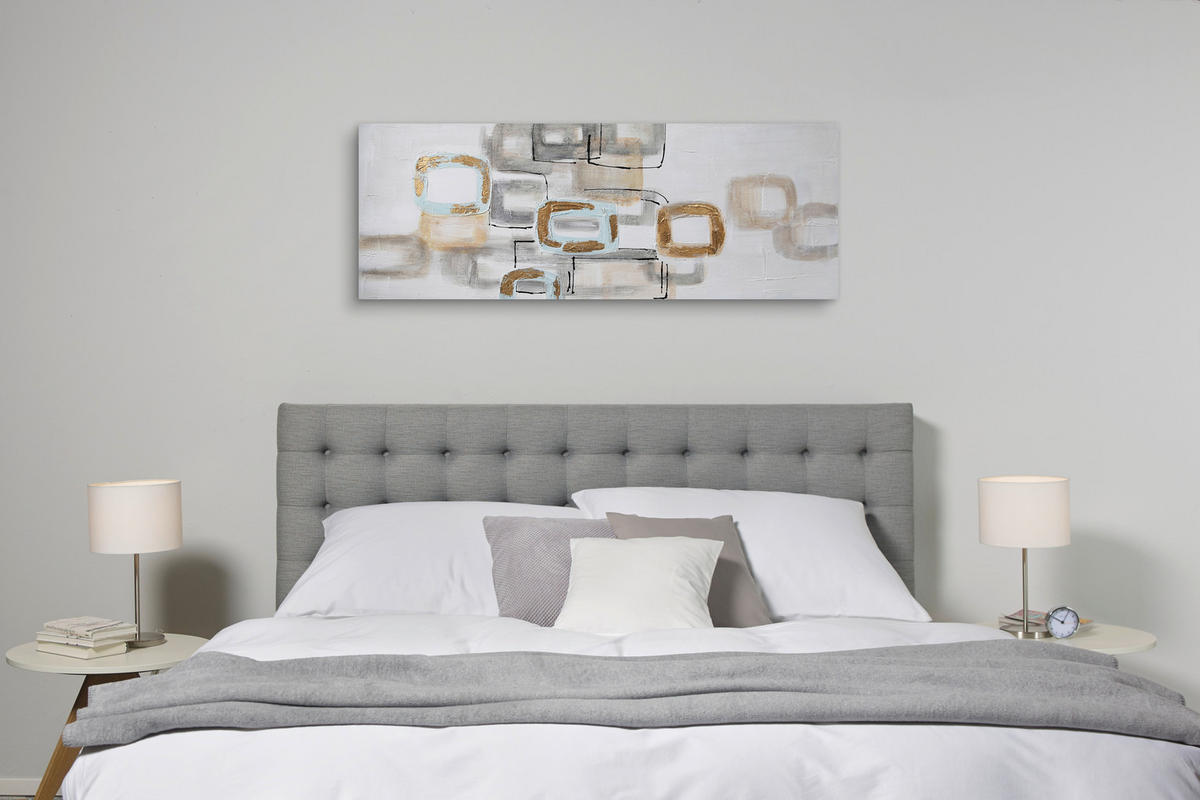 OLJNA SLIKA  55/150 cm   - modra/rumena, Trend, tekstil/les (55/150cm) - Monee
