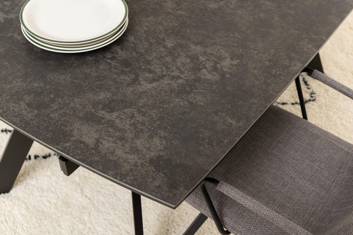 ESSTISCH Schwarz rechteckig  ausziehbar  - Schwarz, Design, Keramik/Metall (160/97/75cm) - MID.YOU