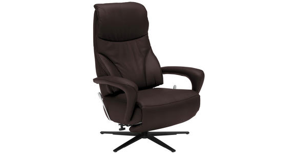 RELAXSESSEL in Leder Dunkelbraun - Dunkelbraun/Schwarz, Design, Leder/Metall (75/106/88cm) - Dieter Knoll
