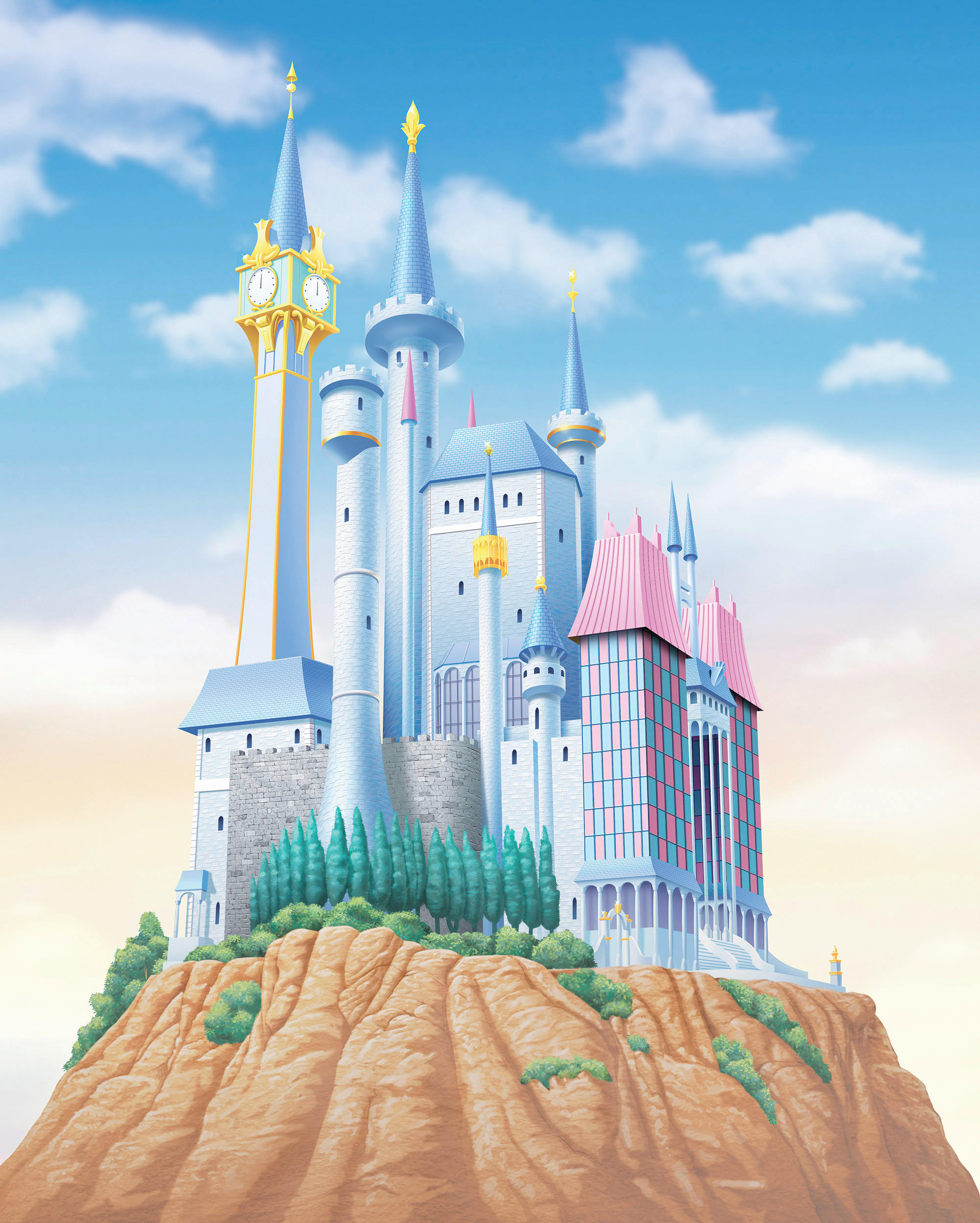FOTOTAPETE PRINCESS CINDERELLA CASTLE  - Blau, Design, Textil (200/250cm) - Disney