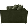 BIGSOFA Flachgewebe Dunkelgrün  - Chromfarben/Dunkelgrün, KONVENTIONELL, Textil/Metall (256/68/122cm) - Carryhome