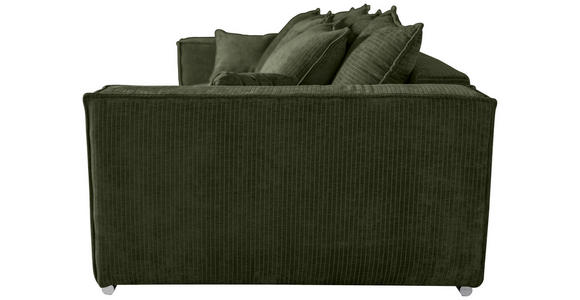 BIGSOFA Flachgewebe Dunkelgrün  - Chromfarben/Dunkelgrün, KONVENTIONELL, Textil/Metall (256/68/122cm) - Carryhome