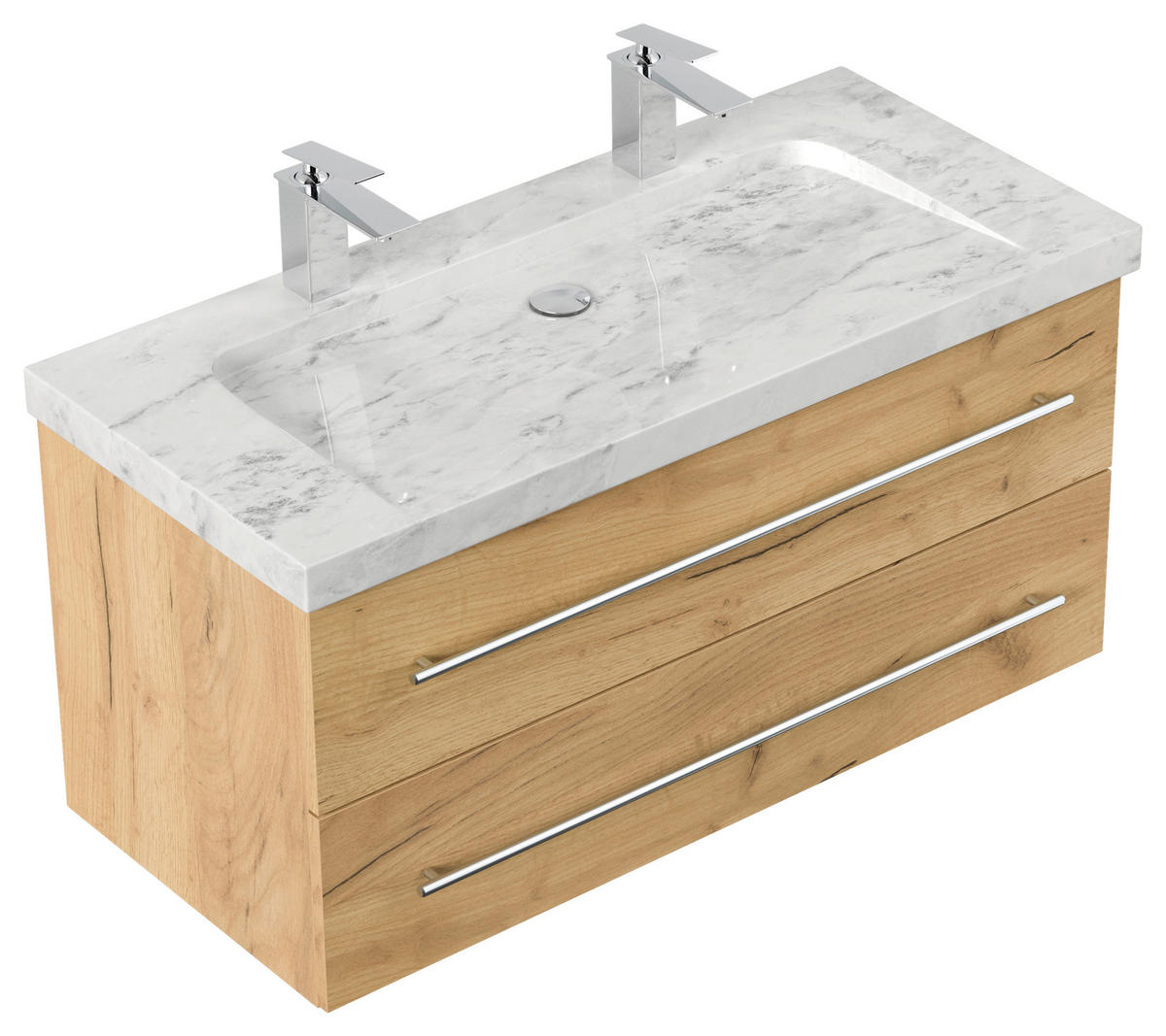 WASCHTISCHKOMBI 100 cm  - Eichefarben, Basics, Holzwerkstoff/Stein (100cm) - MID.YOU