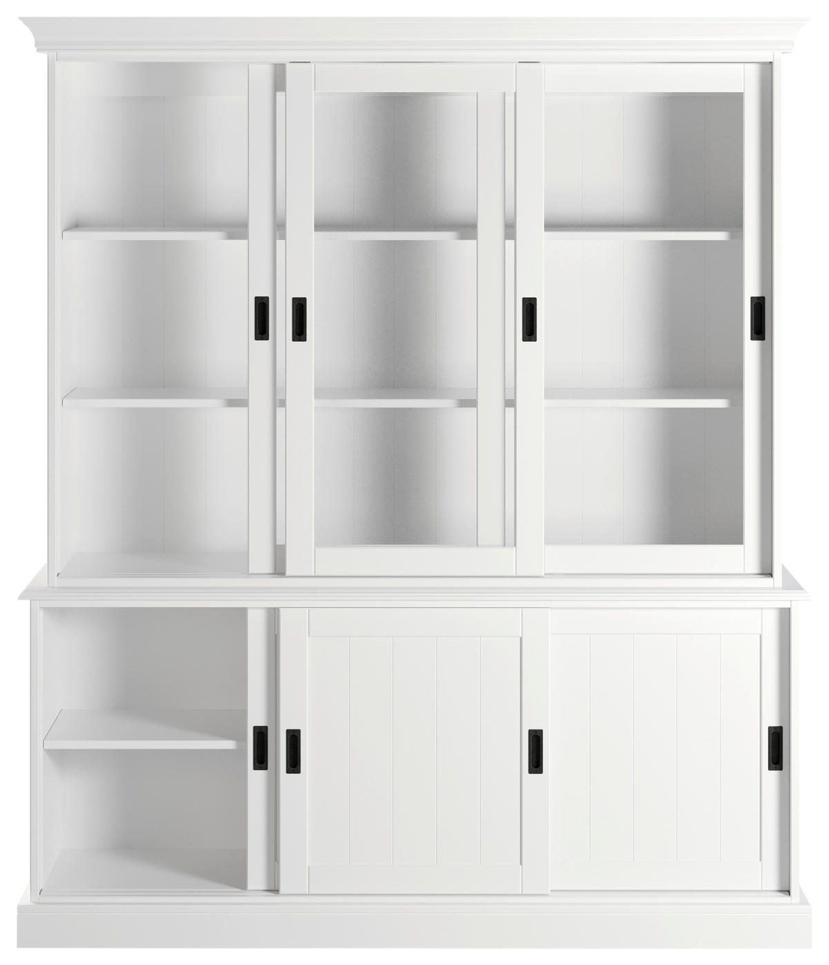 VITRINE  in massiv, teilmassiv Kiefer Weiß  - Klar/Schwarz, ROMANTIK / LANDHAUS, Glas/Holz (162,5/191/40cm) - Livetastic