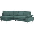 ECKSOFA in Flachgewebe Petrol  - Silberfarben/Petrol, KONVENTIONELL, Holz/Textil (186/255cm) - Cantus