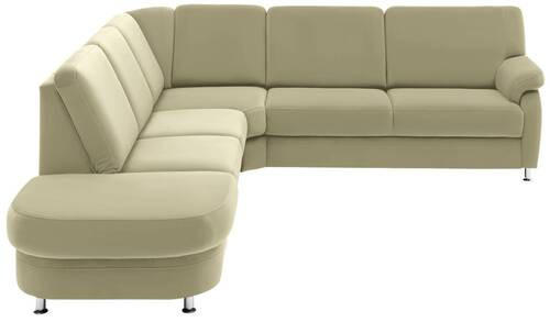 ECKSOFA in Flachgewebe Grün  - Alufarben/Grün, Konventionell, Textil/Metall (287/269cm) - Beldomo System