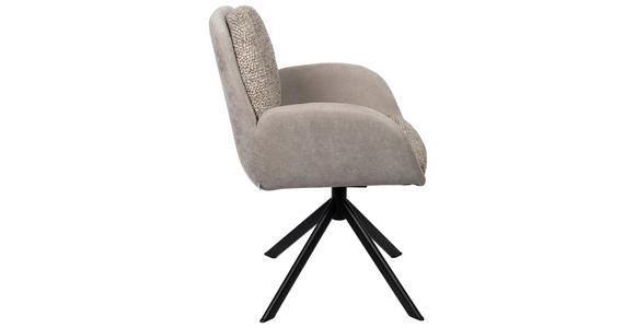 ARMLEHNSTUHL  in Eisen Webstoff  - Greige/Schwarz, Design, Textil/Metall (59/90/64cm) - Linea Natura
