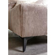 ECKSOFA Taupe Cord Rücken echt, Kopfteilverstellung, Sitzvorzug  - Taupe/Schwarz, KONVENTIONELL, Textil/Metall (257/170cm) - Carryhome