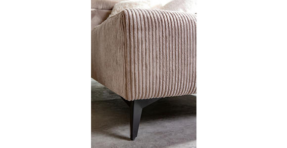 ECKSOFA Taupe Cord Rücken echt, Kopfteilverstellung, Sitzvorzug  - Taupe/Schwarz, KONVENTIONELL, Textil/Metall (257/170cm) - Carryhome
