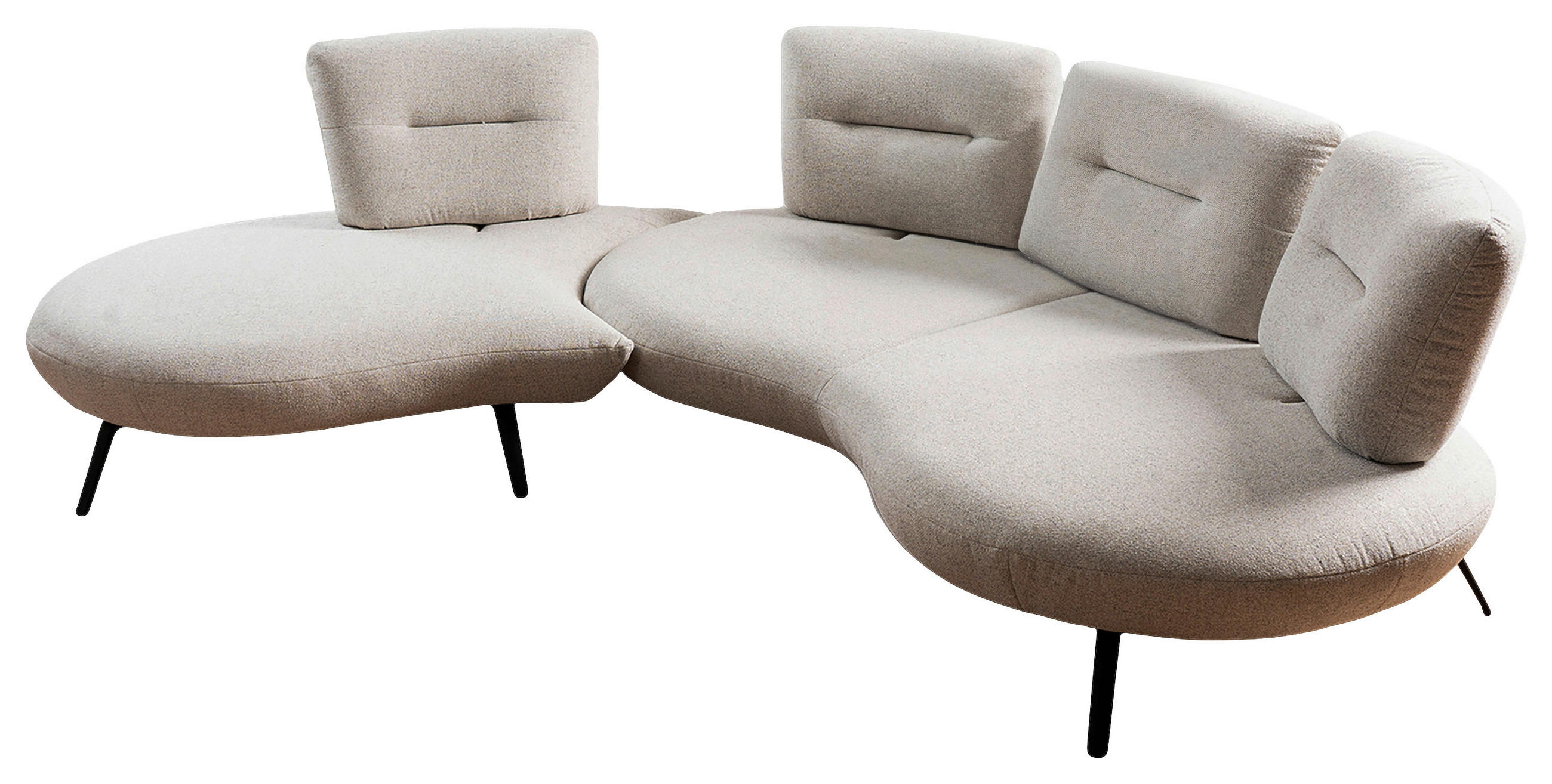 BIGSOFA Flachgewebe Beige  - Beige/Schwarz, Design, Textil/Metall (456/93/138cm) - Moderano