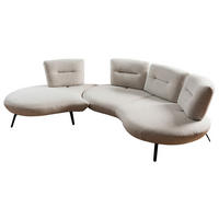 BIGSOFA Flachgewebe Beige  - Beige/Schwarz, Design, Textil/Metall (456/93/138cm) - Moderano