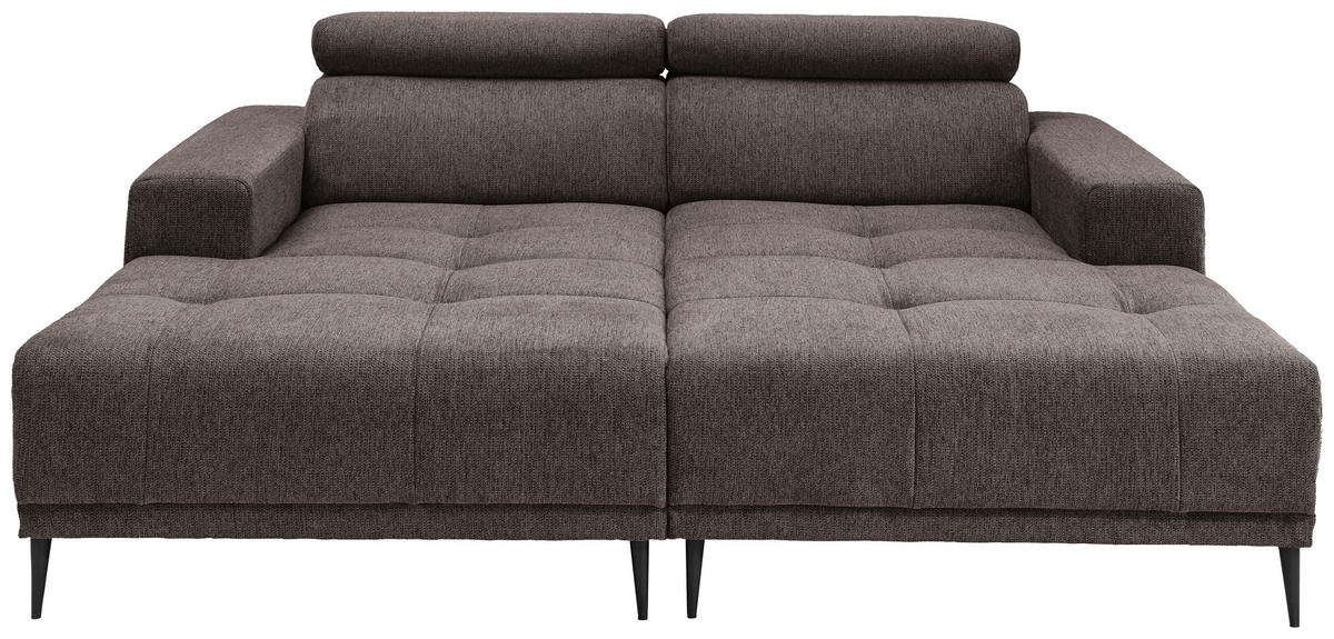ECKSOFA in Chenille Graubraun  - Graubraun/Schwarz, Konventionell, Textil/Metall (200/188cm) - Livetastic