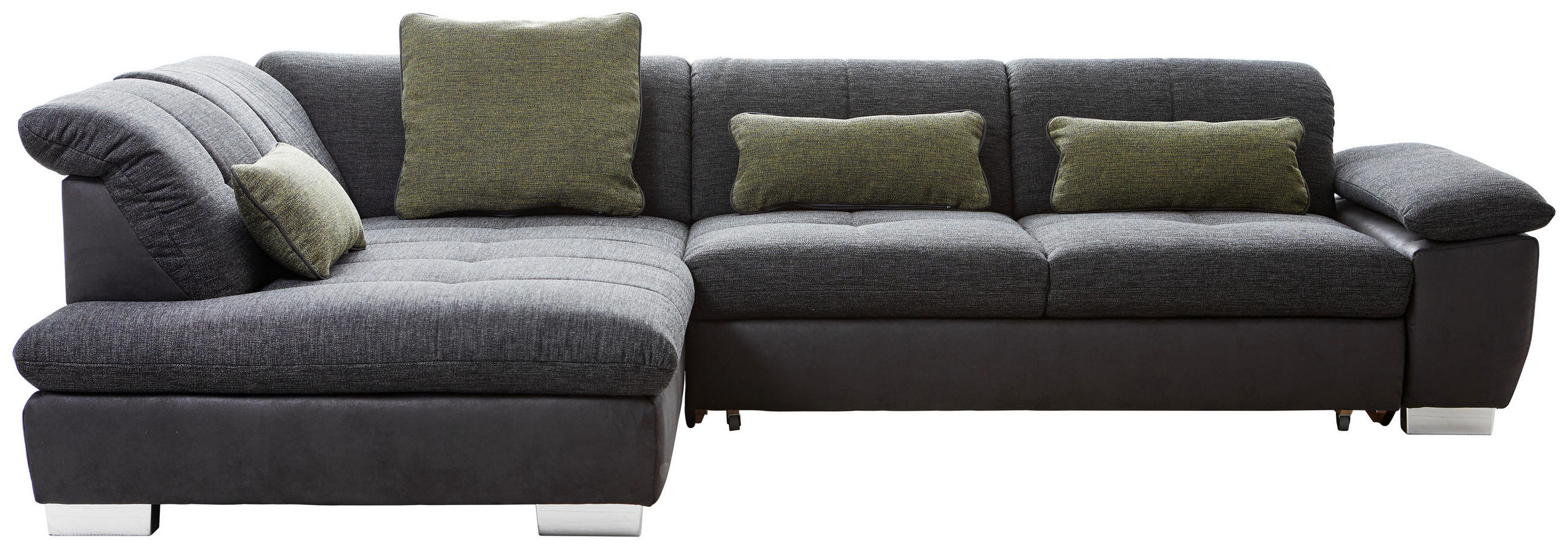 ECKSOFA Dunkelgrau Chenille  - Chromfarben/Dunkelgrau, Design, Textil (242/313cm) - Xora