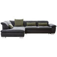 ECKSOFA Dunkelgrau Chenille  - Chromfarben/Dunkelgrau, Design, Textil (242/313cm) - Xora