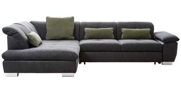 ECKSOFA Dunkelgrau Chenille - Chromfarben/Dunkelgrau, Design, Textil (242/313cm) - Xora