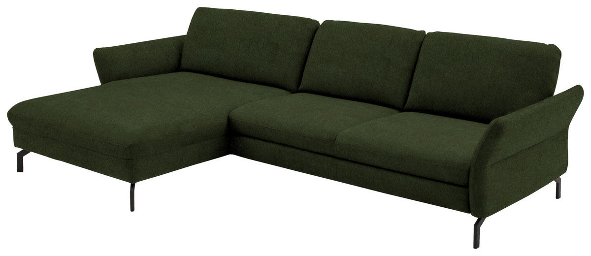 ECKSOFA in Velours Waldgrün  - Waldgrün/Schwarz, Design, Textil/Metall (179/306cm) - Beldomo System