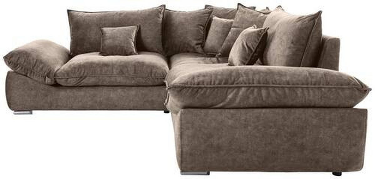 ECKSOFA in Velours Braun  - Chromfarben/Braun, Konventionell, Kunststoff/Textil (247/247cm) - Carryhome