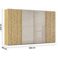 SCHWEBETÜRENSCHRANK 360/223/68 cm 4-türig Eichefarben, Fango  - Fango/Eichefarben, Design, Glas/Holz (360/223/68cm) - Novel
