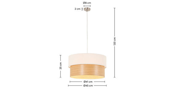 HÄNGELEUCHTE 45/120 cm  - Creme, MODERN, Holz/Kunststoff (45/120cm) - Novel