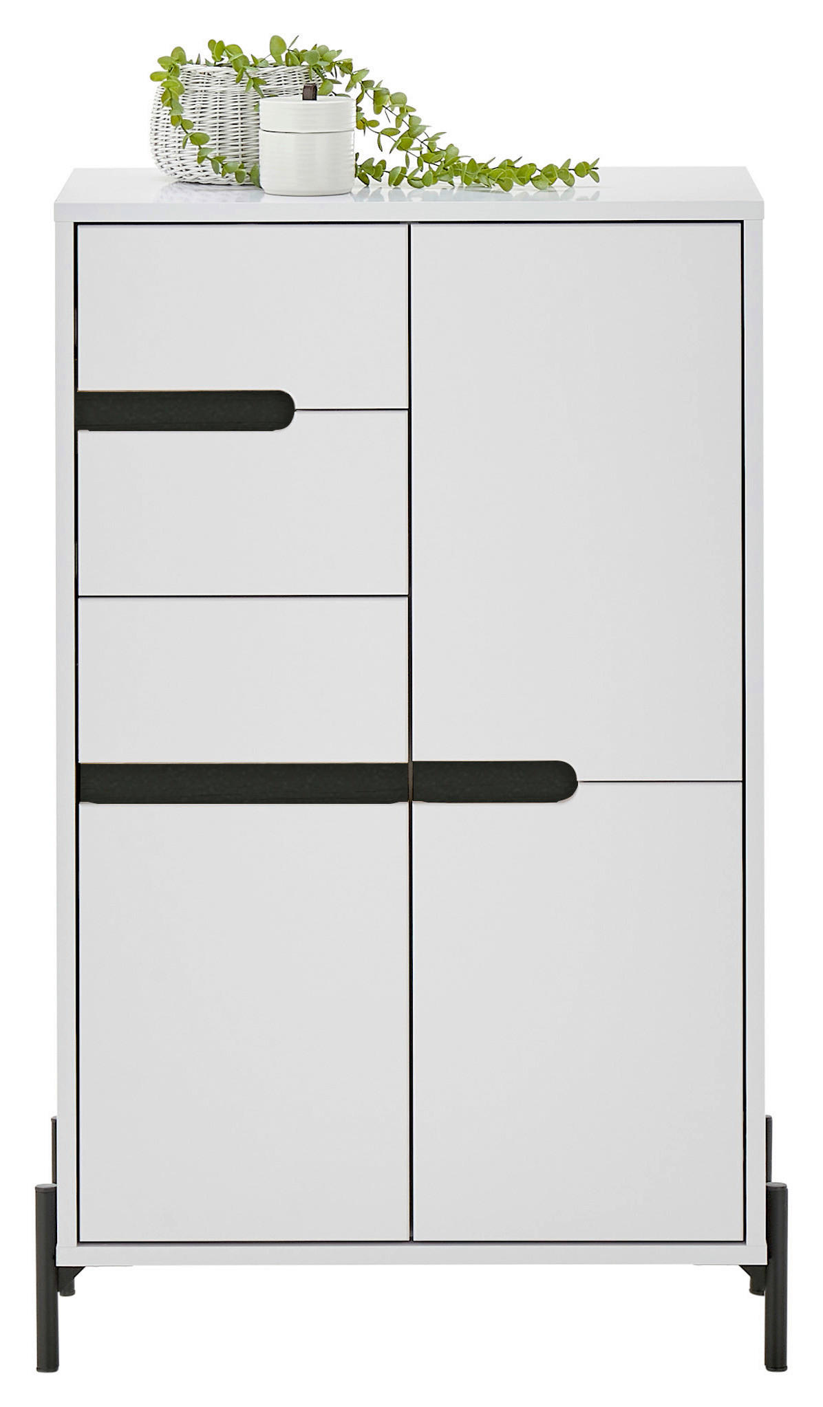 MIDISCHRANK 60/100/35 cm  - Weiss/Schwarz, Basics, Holzwerkstoff/Metall (60/100/35cm) - MID.YOU