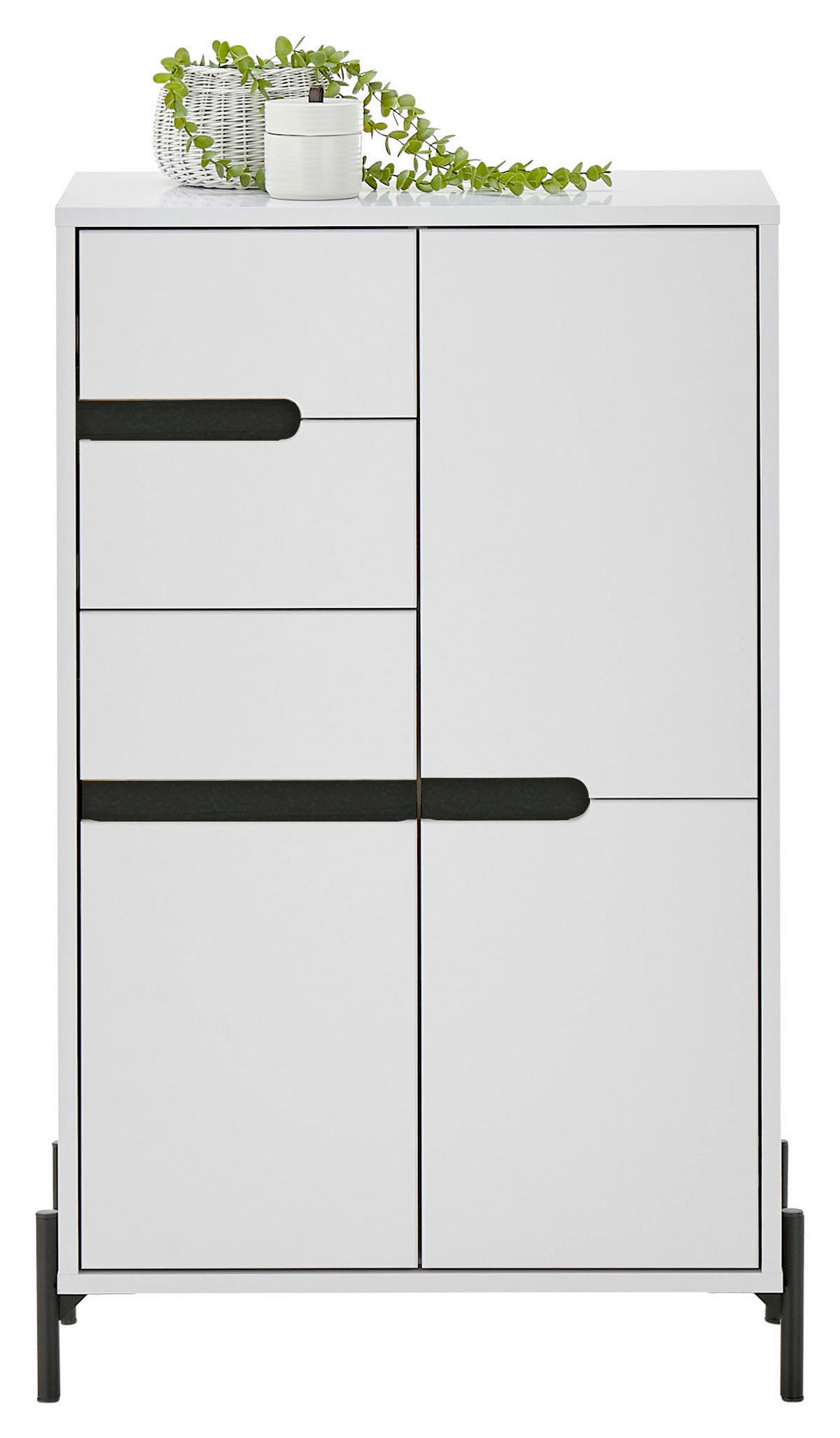 MIDISCHRANK 60/100/35 cm  - Schwarz/Weiß, Basics, Holzwerkstoff/Metall (60/100/35cm) - MID.YOU