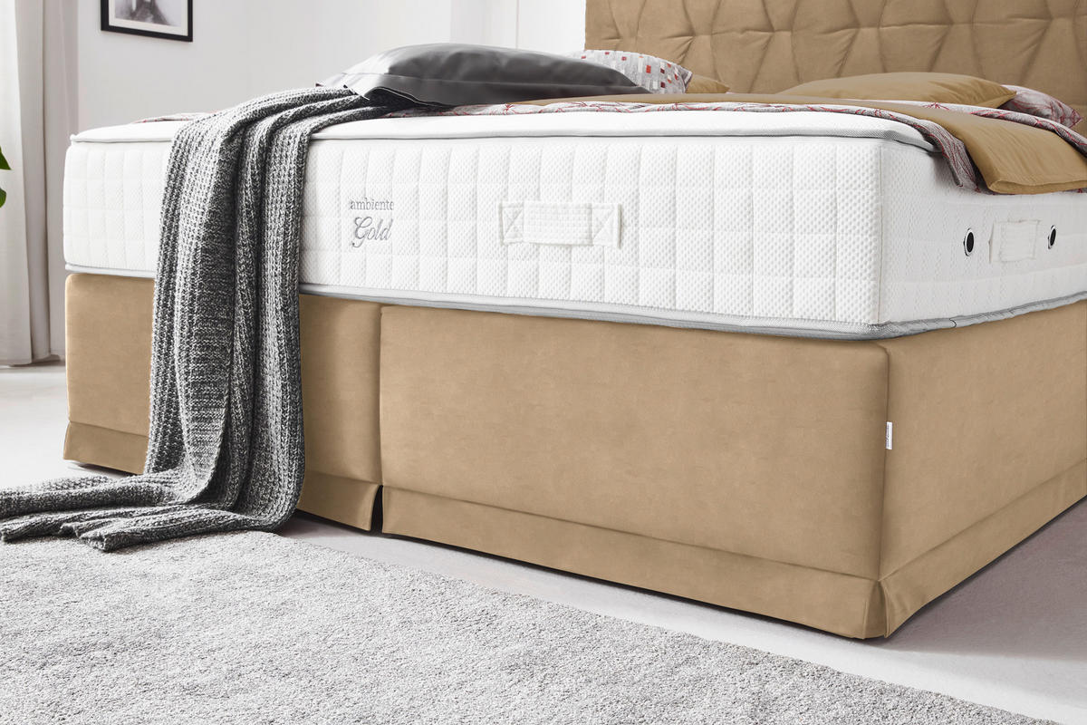 BOXSPRINGBETT 180/200 cm  in Beige  - Beige, Konventionell, Textil (180/200cm) - Ambiente