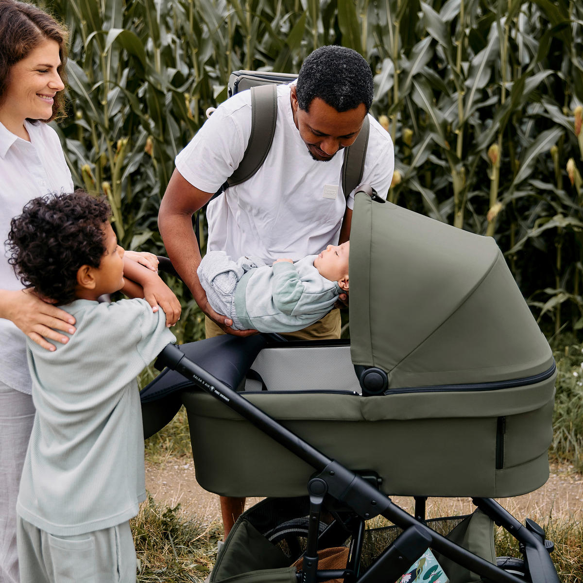 KINDERWAGENSET  Salsa 5 Air Frühjahrs-Set  Avocado  - Schwarz/Olivgrün, Basics, Textil/Metall (63/118/95,5cm) - ABC Design
