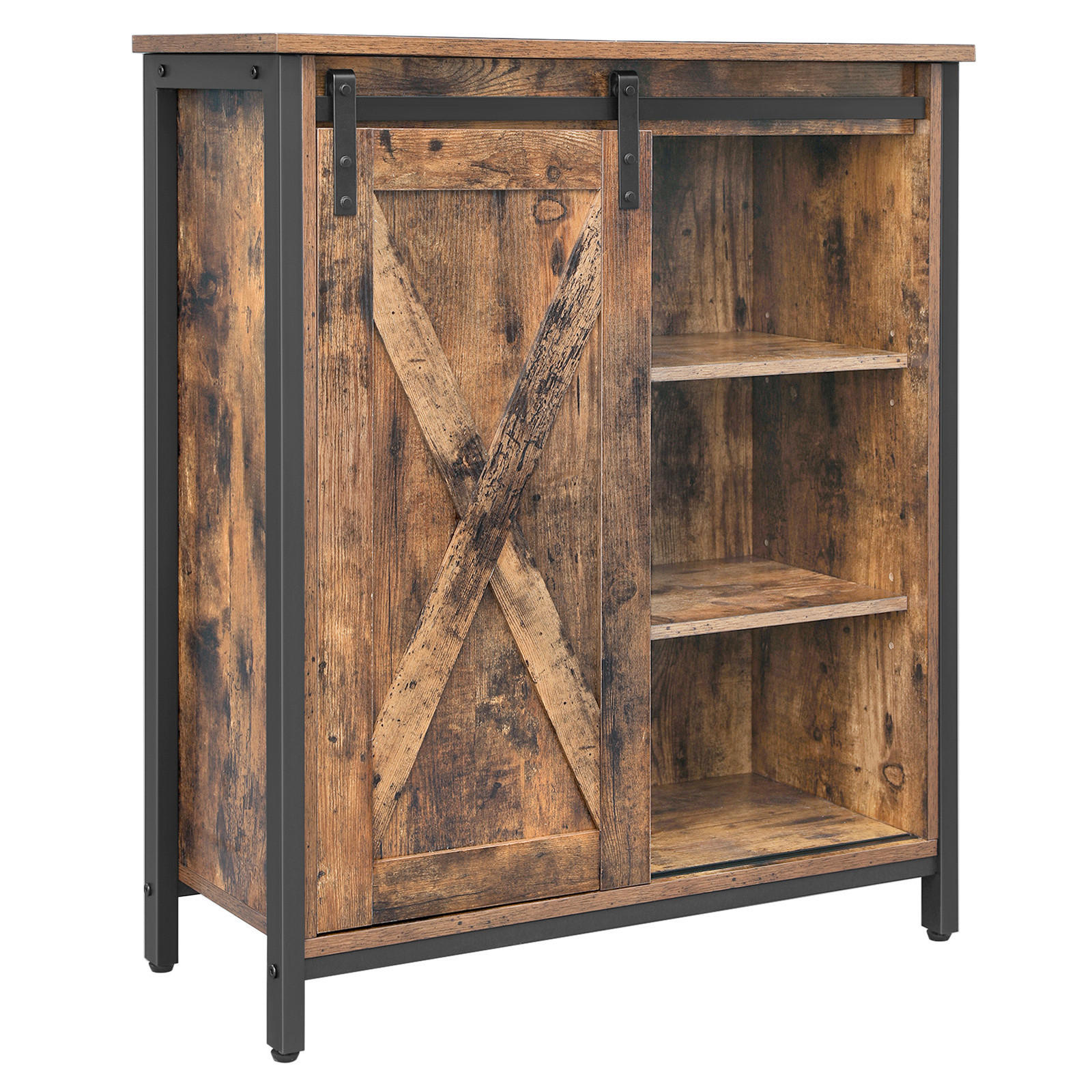 KOMODA, hnědá, černá, 70/80/30 cm - černá/hnědá, Trend, kov/kompozitní dřevo (70/80/30cm) - Boxxx