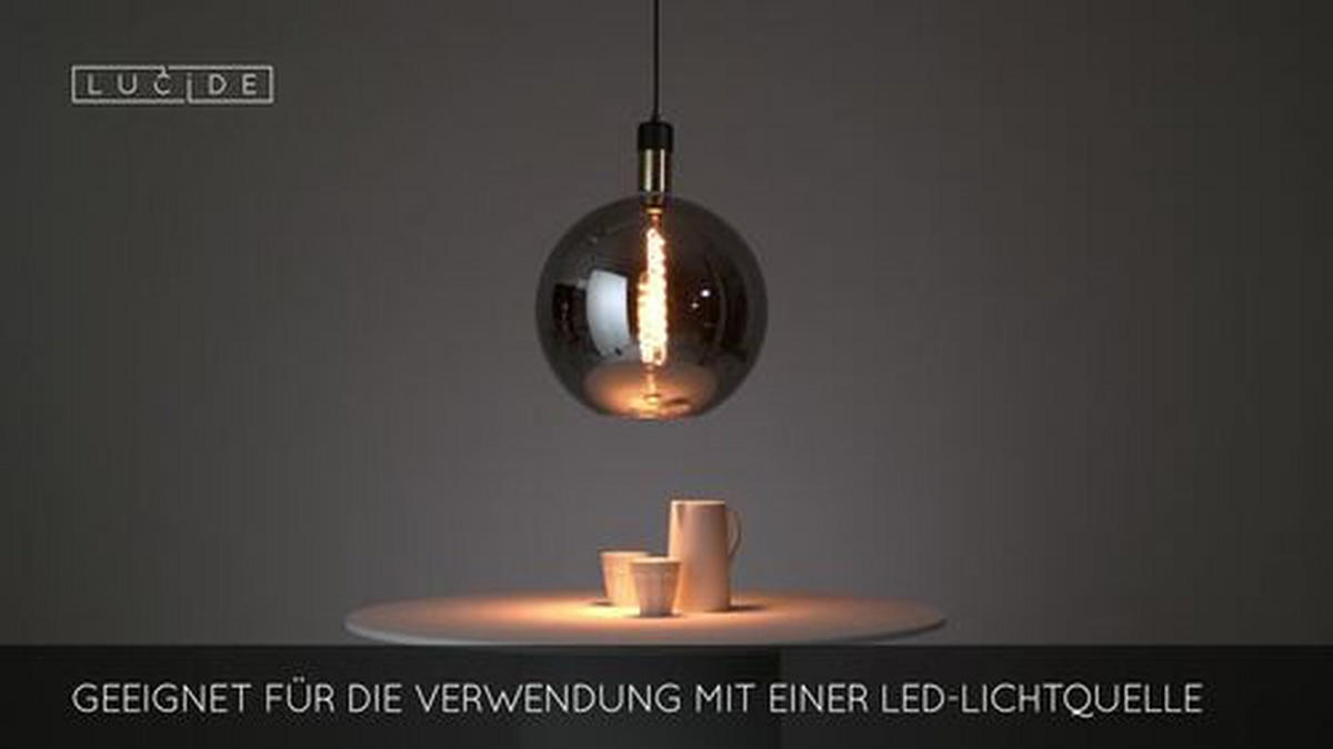 HÄNGELEUCHTE 40/170 cm  - Hellgrau, Design, Glas (40/170cm) - Lucide
