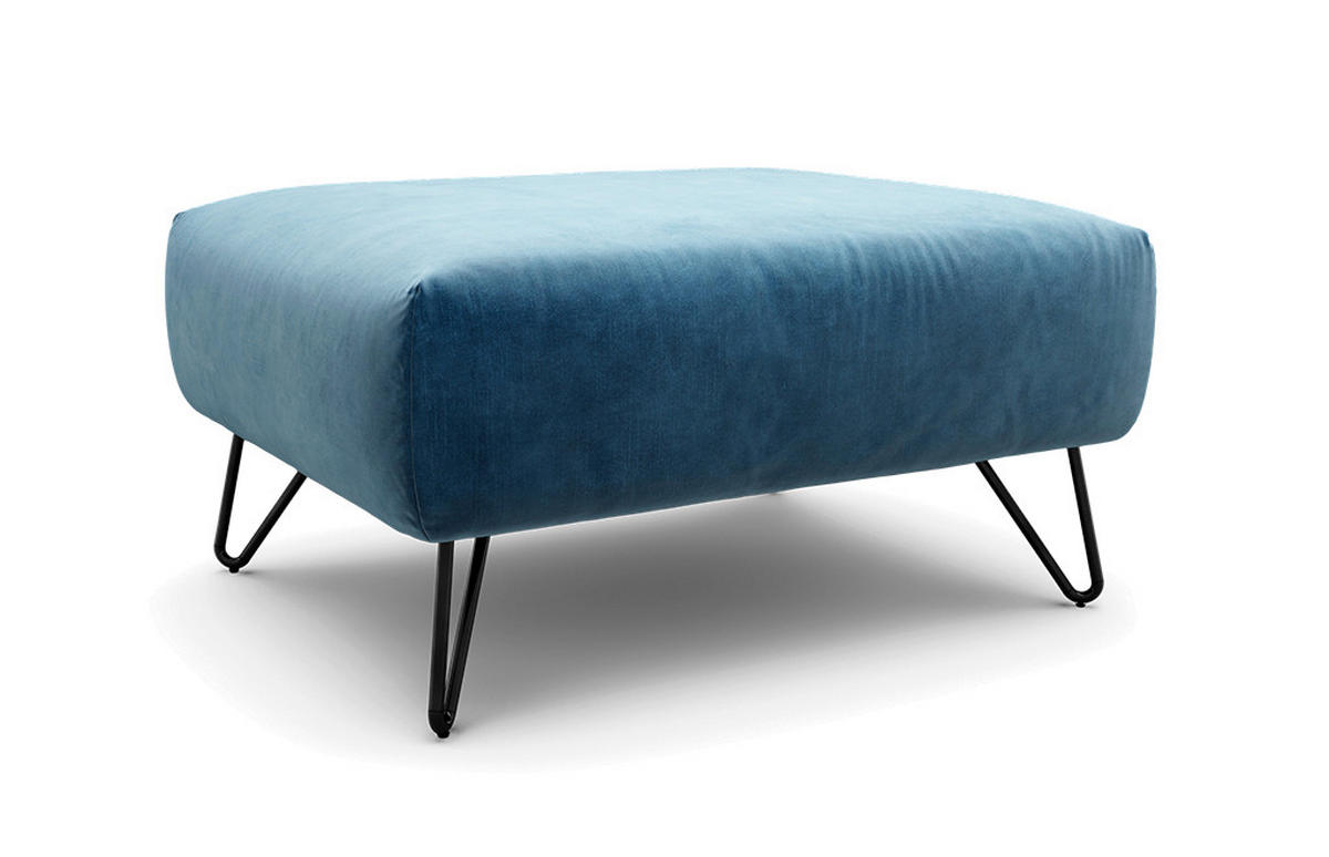 HOCKER Samt Blau  - Blau/Schwarz, Design, Textil/Metall (90/70/46cm) - SENSOO
