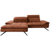 ECKSOFA in Webstoff Cognac  - Cognac/Schwarz, Design, Textil/Metall (179-202/288cm) - Stylife