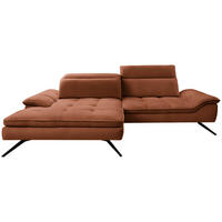 ECKSOFA in Webstoff Cognac  179-202/288 cm  - Cognac/Schwarz, Design, Textil/Metall (179-202/288cm) - Stylife