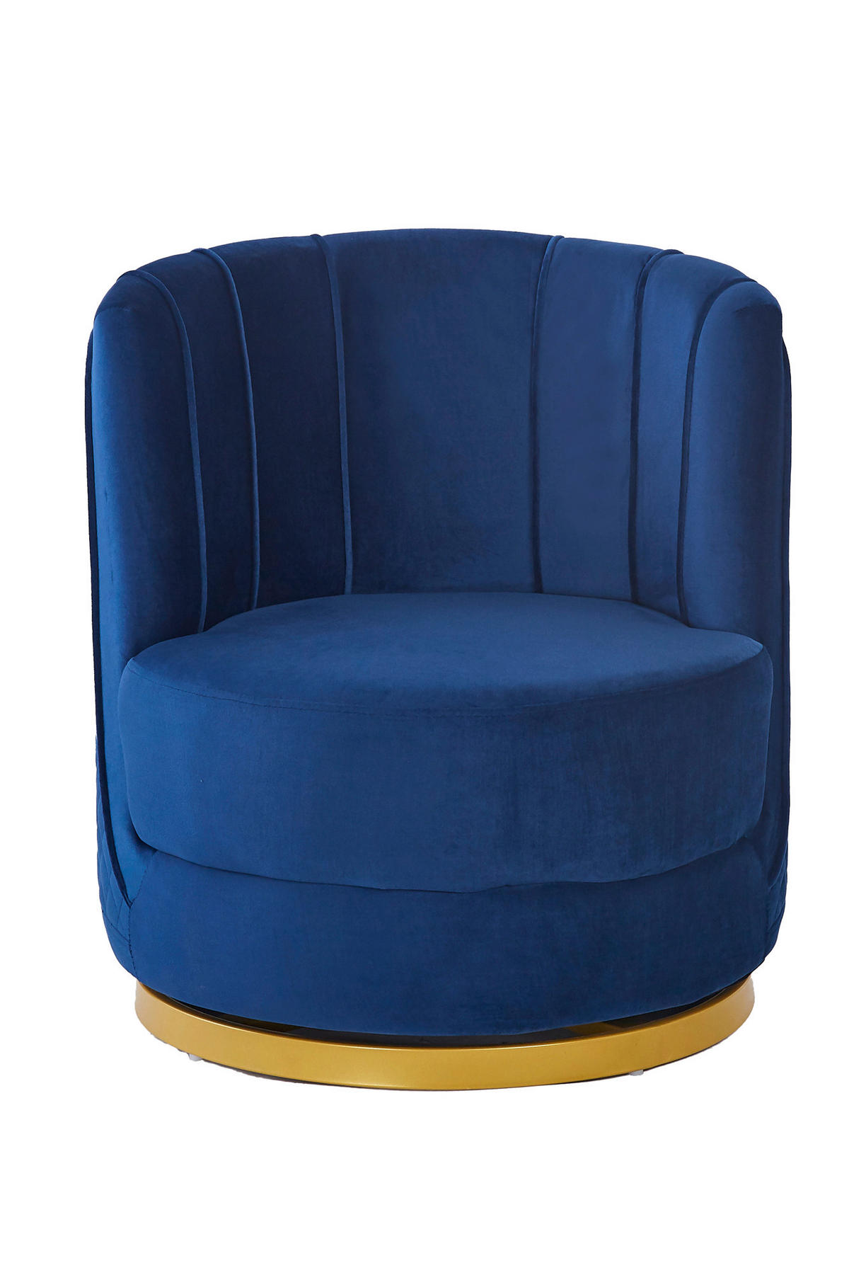 SESSEL in Samt Dunkelblau  - Goldfarben/Dunkelblau, MODERN, Textil/Metall (68/77/57cm) - Livetastic